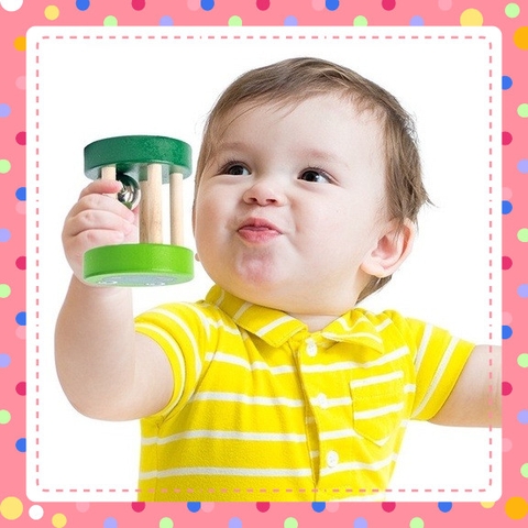Đồ chơi xúc xắc lục lặc tròn, đồ chơi âm thanh bằng gỗ an toàn cho trẻ