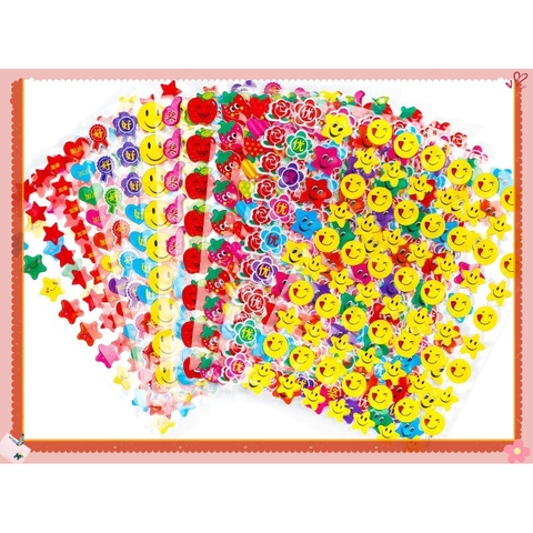 Combo 10 tờ Dán Sticker phần thưởng cho học sinh mầm non - tiểu học
