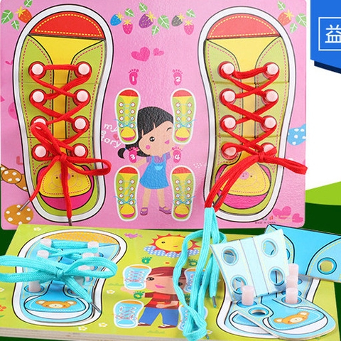 Đồ Chơi Bảng Gỗ Học Buộc Dây Giày Cho Bé Phát Triển Kỹ Năng giáo dục sớmcho trẻ