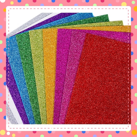 Xốp nhũ kim tuyến kích thước 40x50 cm làm thủ công làm hoa trang trí mầm non - Tiểu học