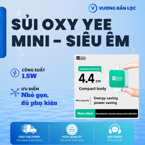 Máy sủi oxy mini siêu êm Yee | Nepall - Sục khí oxi bể cá