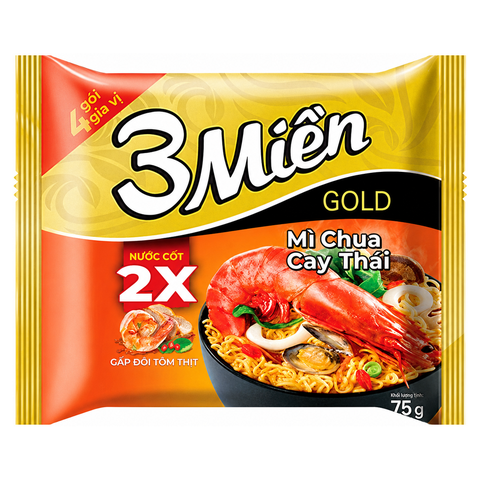 Mì 3 Miền Gold chua cay Thái (75G*30 Gói)