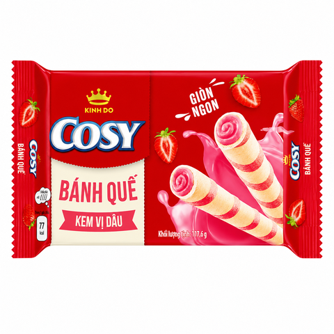 Bánh Quế Cosy Vị Kem Dâu (117.6G * 24 Gói)