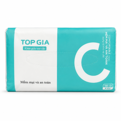 Khăn Giấy Rút Top Gia 4 Lớp Chữ C 100 Rút (20 Gói / Thùng)