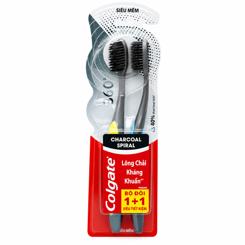 Bàn Chải Đánh Răng 360 Charcoal Spiral Siêu Hiệu Quả (12 Cây * 12 vỉ)