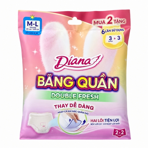 Băng Vệ Sinh Diana Băng Quần Double Fresh Size M-L (2 Miếng * 48 Gói)