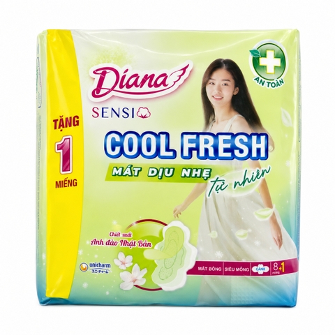 Băng Vệ Sinh Diana Sensi Cool Fresh Mát Dịu Siêu Mỏng Cánh (8 Miếng * 48 Gói)