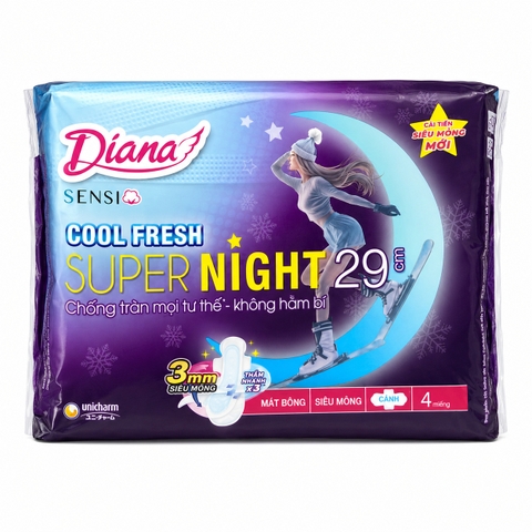 Băng Vệ Sinh Diana Sensi Cool Fresh Super Night 29 (4 Miếng * 48 Gói)