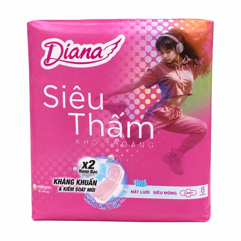 Băng Vệ Sinh Diana Siêu Thấm Không Cánh (8 Miếng * 48 Gói)