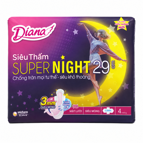 Băng Vệ Sinh Diana Siêu Thấm Supernight 29Cm (12 Miếng * 48 Gói)