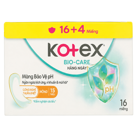 Băng Vệ Sinh Hằng Ngày Kotex BioCare (16 Miếng + 4 Miếng * 48 Gói)