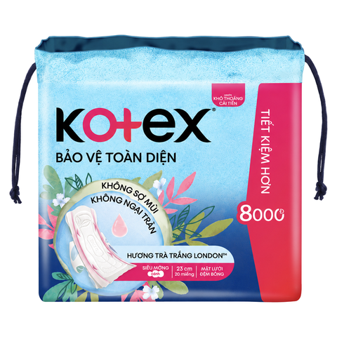 Băng Vệ Sinh Kotex Bảo Vệ Toàn Diện Siêu Mỏng Cánh 23CM (20 Miếng * 16 Gói)