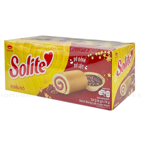 Bánh Bông Lan Solite Cuộn Kem Vị Đậu Đỏ (324G * 12 Khay)