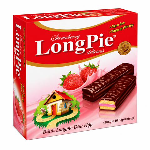 Bánh Longpie Dâu Hộp (288G*10 Hộp)