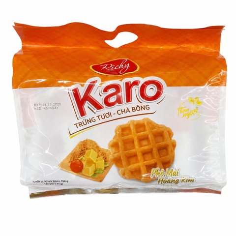 Bánh Trứng Tươi Chà Bông Karo Vị Phô Mai Hoàng Kim (156G*12 Túi)
