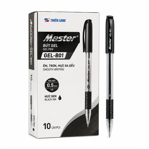 Bút GEL-B01 hộp 10 Master Đen Thiên Long