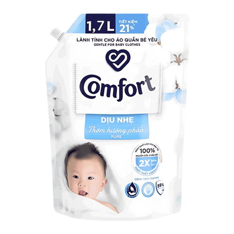 Comfort Nước Xả Mềm Vải Dịu Nhẹ Thơm Hương Phấn (1.7L * 4 Túi)