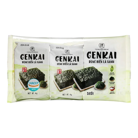 GENKAI Rong Biển Ăn Liền Lá xanh 9g (9G * 24 Gói)