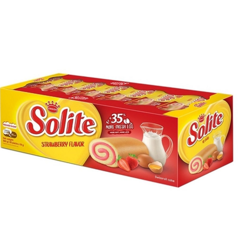 Bánh Bông Lan Solite Cuộn Kem Vị Dâu (396G * 12 Khay)