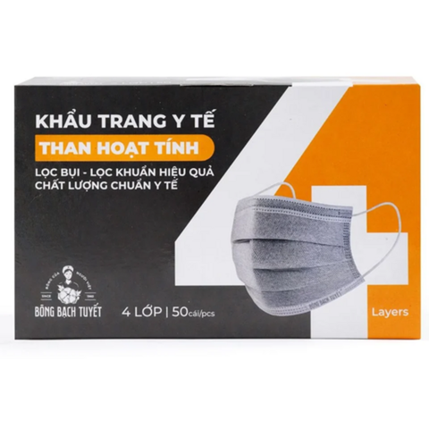 Khẩu Trang Bông Bạch Tuyết Than Hoạt Tính (50 Cái* 50Hộp)