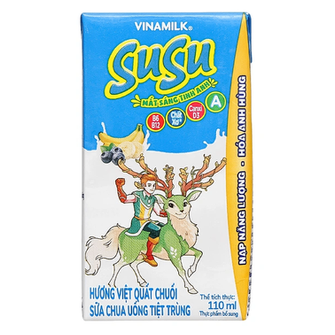 Sữa Chua Uống Tiệt Trùng Hương Việt Quất Chuối Vinamilk Susu (110Ml*48 hộp)