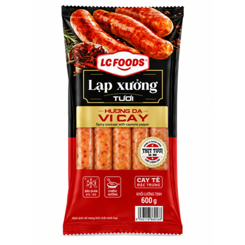 LC FOOD Lạp Xưởng Tươi Nướng Đá Vị Cay 600g