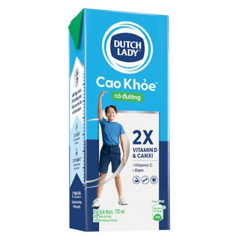 Sữa Tiệt Trùng Dutch Lady Cao Khỏe Có Đường (170Ml*48 Hộp)