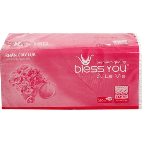 Khăn giấy lụa 2 lớp Bless You 250 Tờ