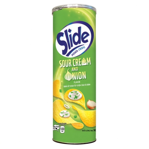 Slide Khoai Tây Lát Vị Kem Chua Và Hành (90G * 14 Lon)