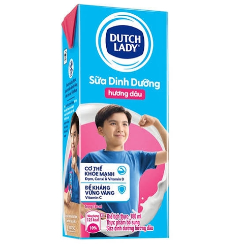 Sữa Tiệt Trùng Dutch Lady Hương Dâu (180ML*48 Hộp)