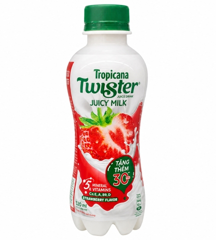 Juicy Milk Dâu Chai Nhựa (320Ml*24chai)