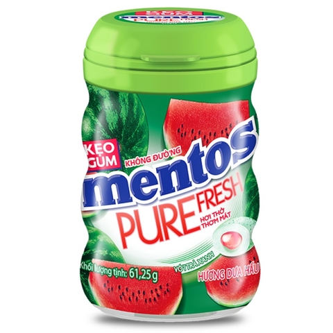 Kẹo Gum Mentos Pure Fresh Hương Dưa Hấu (35 Viên * 72 Hũ)