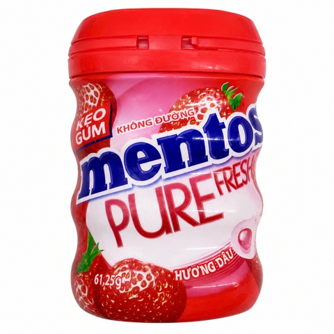 Kẹo Gum Mentos Pure Fresh Hương Dâu (61.25G * 72 Hũ)