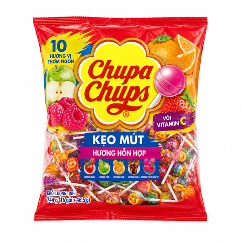 Kẹo Mút Chupa Chups Hương Hỗn Hợp (744G*16 Gói)