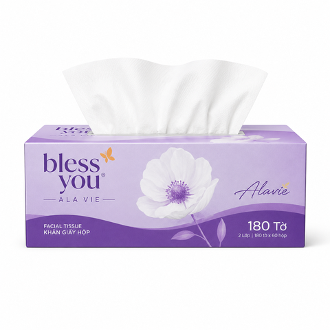 Khăn Giấy Hộp Bless You Alavie 180 Tờ (180 Tờ * 60 Hộp)