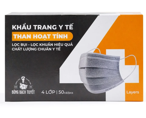 Khẩu Trang Bông Bạch Tuyết Than Hoạt Tính (50 Cái* 50Hộp)