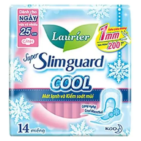 Laurier Super Slimguard 1Mm 25Cm ( 14 Miếng *1 gói) Cool