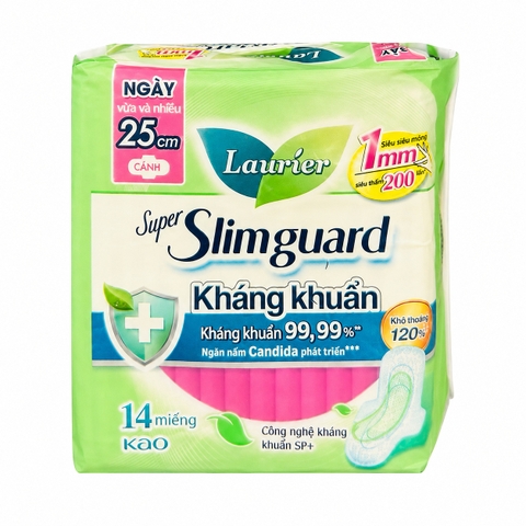 Laurier Super Slimguard 1Mm 25Cm ( 14 Miếng *1 gói ) Kháng Khuẩn