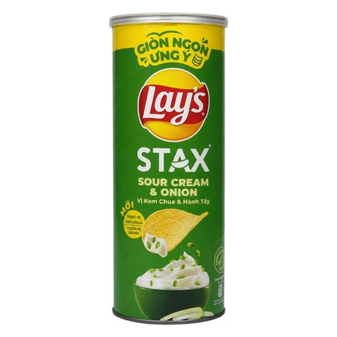 Snack Lay's Stax Khoai Tây Miếng Vị Kem Chua & Hành Tây (90G * 16 Hộp)
