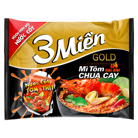 Mì 3 Miền Gold Tôm Chua Cay Đặc Biệt (75G*30 Gói)