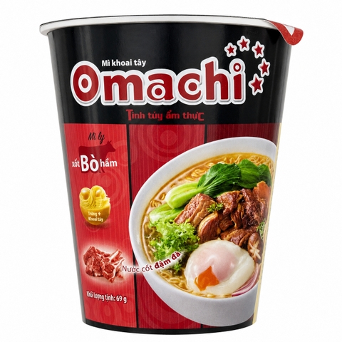 Mì Dinh Dưỡng Khoai Tây Omachi Xốt Bò Hầm (69G*24 Ly)