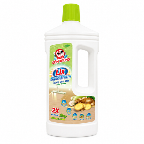 Nước Lau Sàn Lix Sạch Thơm Hương Gừng & Sả Chanh (1L*12 Chai)