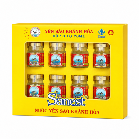 Nước yến sào Khánh Hòa Sanest Hộp 6 Lọ 70ml MỚI (QT) (6 Hộp/1 thùng) - Vàng