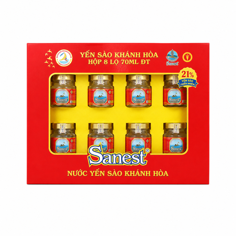 Nước Yến Sào Khánh Hòa Sanest Hộp 8 Lọ 70ml Mới QT - Đỏ