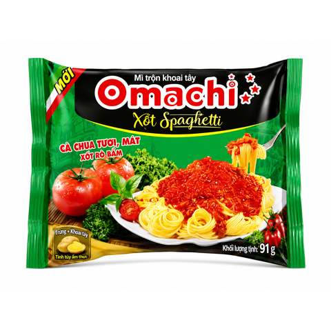 Mì Dinh Dưỡng Khoai Tây Omachi Mì Trộn Xốt Spaghetti Bò Hầm (90G*30 Gói)