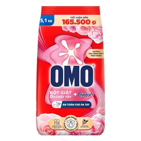 OMO Bột Giặt Comfort Hương Hoa Hồng Pháp Ngọt Ngào (5.1KG * 3 Gói)