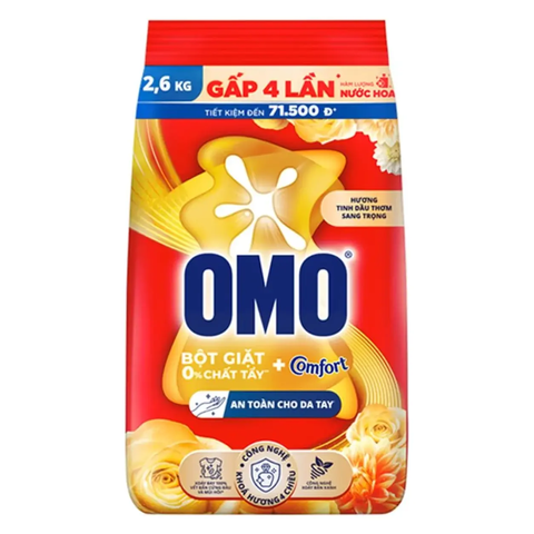 OMO Bột Giặt Comfort Hương Hoa Hồng Pháp Ngọt Ngào (2.6KG * 4 Gói)