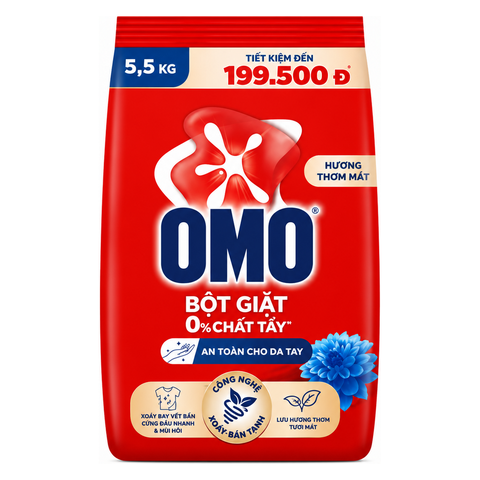 OMO Bột Giặt Đỏ Hương Thơm Mát (5.5KG * 3 Gói)