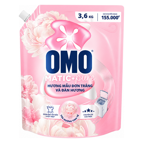 OMO Nước Giặt Cửa Trên Hương Mẫu Đơn Và Đàn Hương (3.6KG * 4 Túi)
