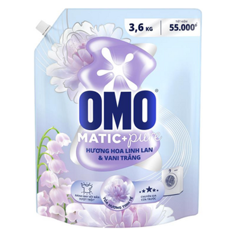 OMO Nước Giặt Cửa Trước Hương Hoa Linh Lan & Vani (3.6KG * 4 Túi)